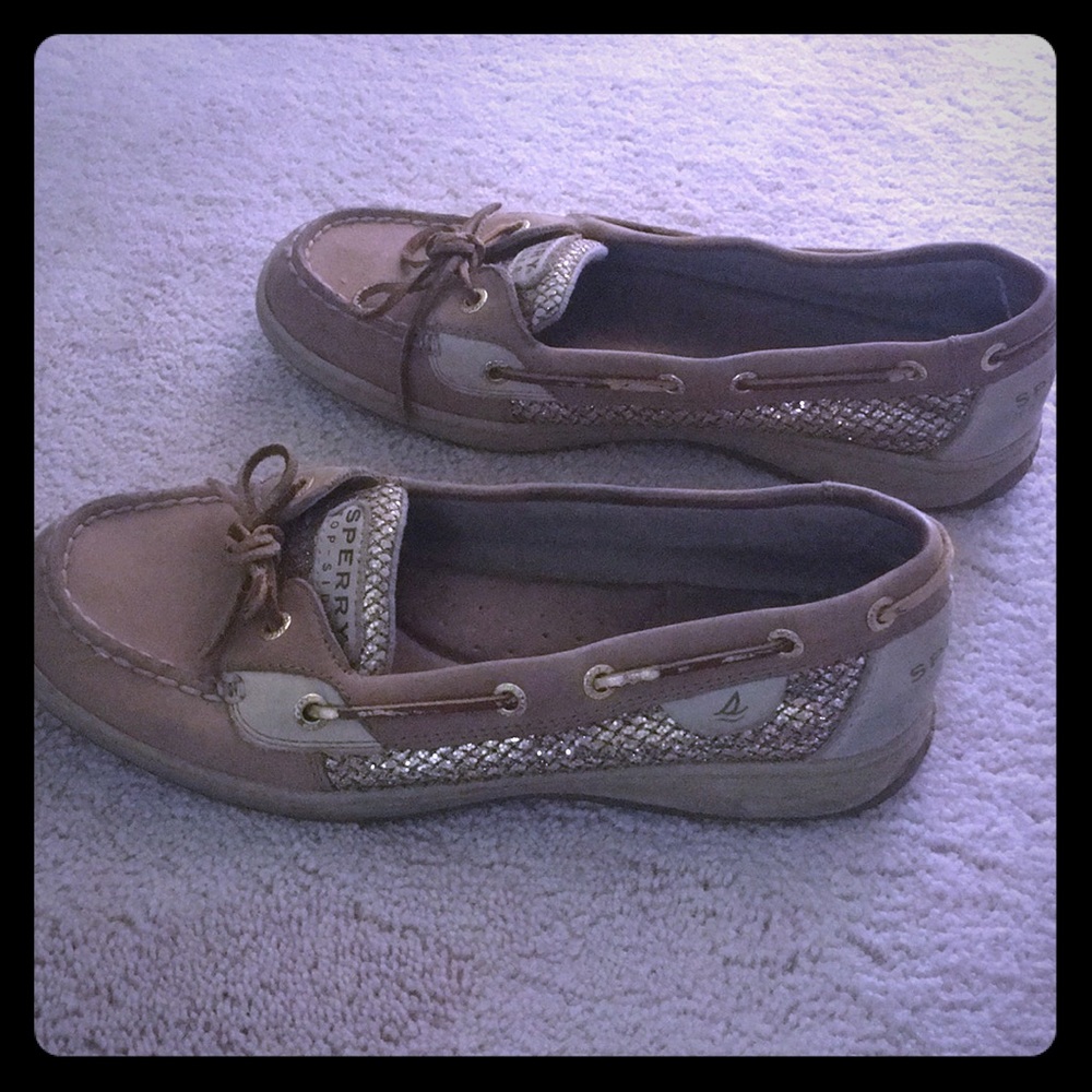 Metallic gold snakeskin look sperrys